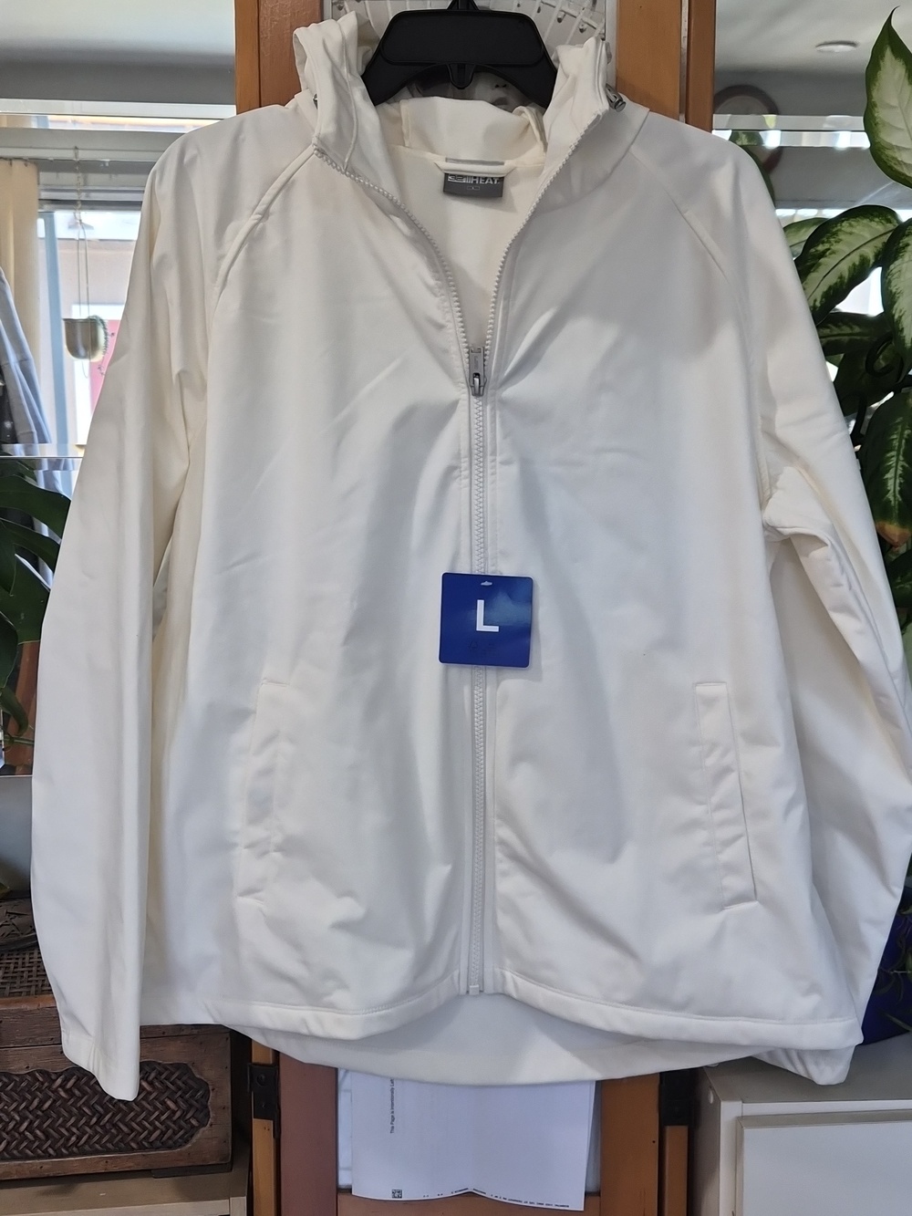 White Full-Zip Lightweight Hooded Jacket